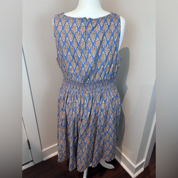 eShakti Plus Size 22W Sleeveless Fit & Flare Dress Blue Print 100% Cotton - Picture 8 of 14